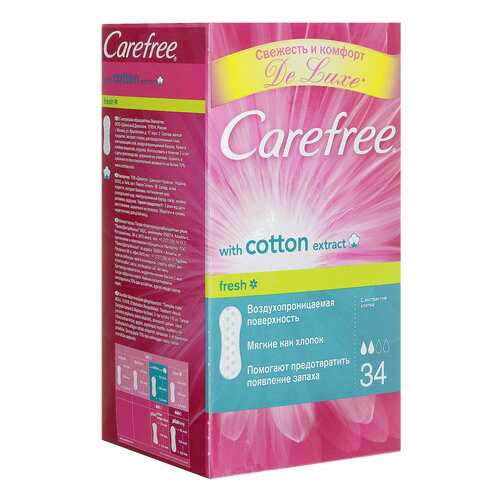 Прокладки CAREFREE Cotton Fresh С экстрактом хлопка 34 шт в Магнит Косметик