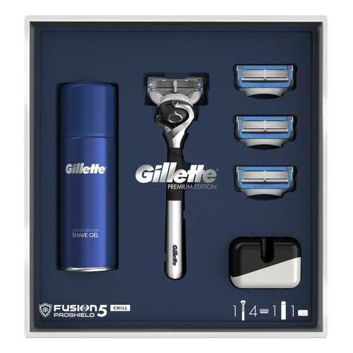 Подарочный набор Gillette Бритва Fusion5 ProShield Chill+2кассеты+подставка в Магнит Косметик