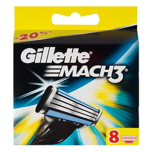 Сменное лезвие для станка Gillette Mach 3 8 шт в Магнит Косметик