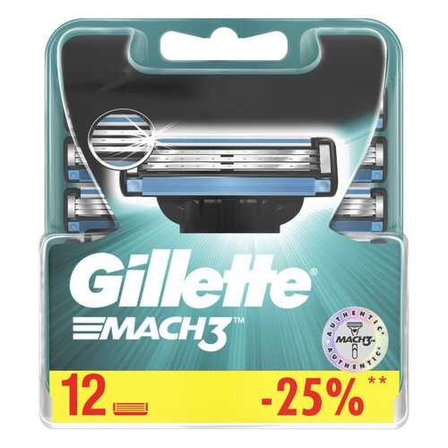 Сменные кассеты Gillette Mach3 12 шт в Магнит Косметик