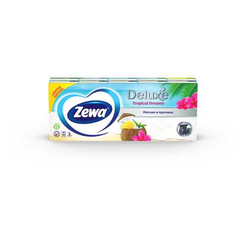 Платочки бумажные носовые Zewa Deluxe, 3 слоя, 10х10 шт в Магнит Косметик