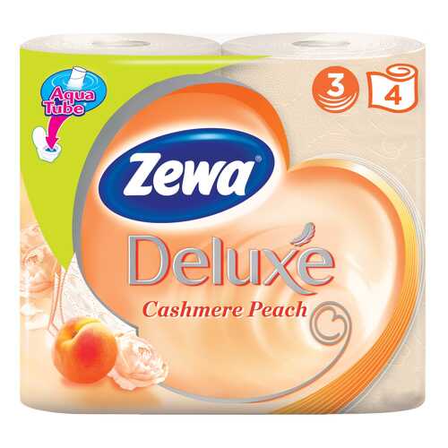 Туалетная бумага Zewa Deluxe Персик, 3 слоя, 4 рулона в Магнит Косметик