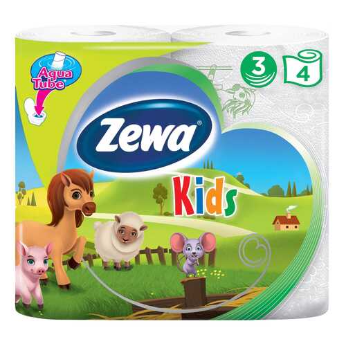 Туалетная бумага Zewa Kids Детская, 3 слоя, 4 рулона в Магнит Косметик