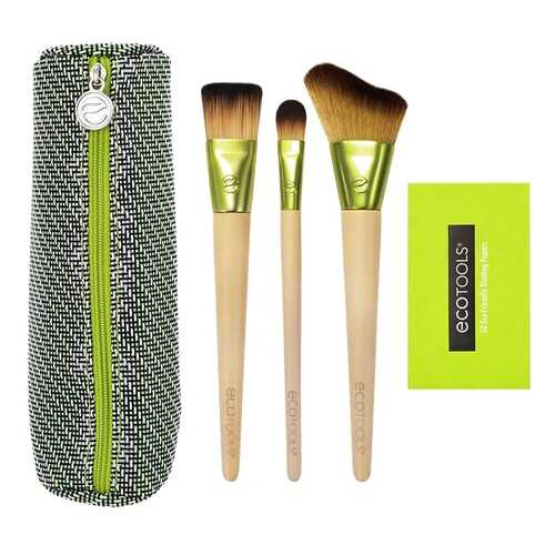 Набор для макияжа Ecotools Travel And Glow Beauty Kit - 3 кисти + косметичка и салфетки в Магнит Косметик