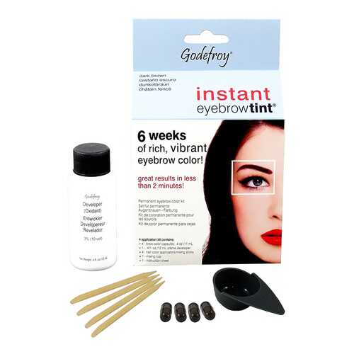 Краска для бровей Godefroy Instant Eyebrow Tint Kit Dark Brown 4 капсулы в Магнит Косметик