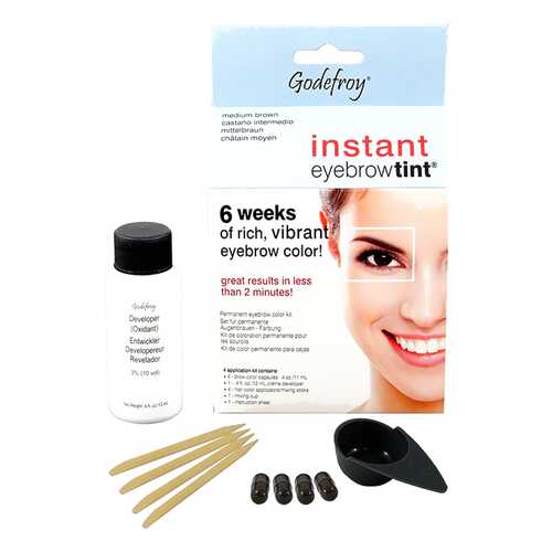 Краска для бровей Godefroy Instant Eyebrow Tint Kit Medium Brown 4 капсулы в Магнит Косметик