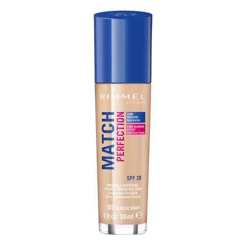 Тональный крем Rimmel Match Perfection 24 HR Moisture Hydratation 101 Classic Ivory 30 мл в Магнит Косметик