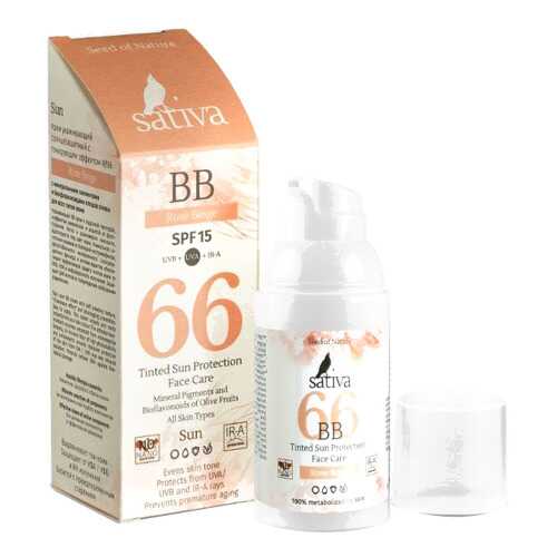 ВВ-Крем ухаживающий солнцезащитный с тонирующим эффектом Sativa №66 Sand Beige 30 мл SPF15 в Магнит Косметик