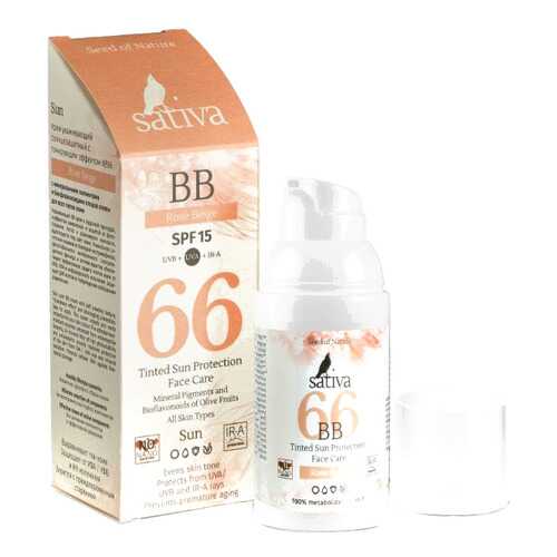 ВВ-Крем ухаживающий солнцезащитный SPF15 с тонирующим эффектом Sativa №66 Rose Beige 30 мл в Магнит Косметик