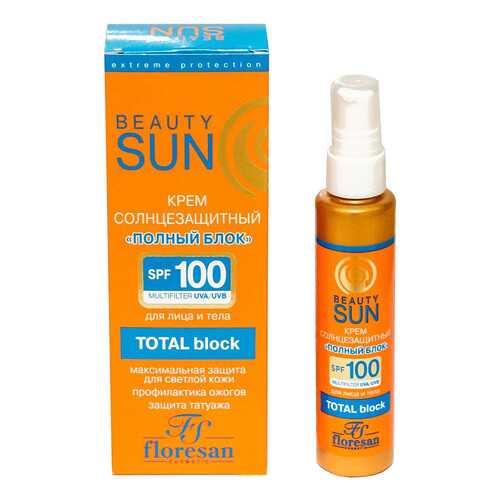 Солнцезащитный крем Floresan Beauty Sun Полный блок SPF 100 75 мл в Магнит Косметик