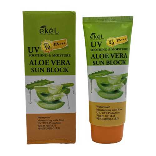 Солнцезащитный крем с алоэ Ekel UV aloe ampule sun block SPF50+PA+++ в Магнит Косметик