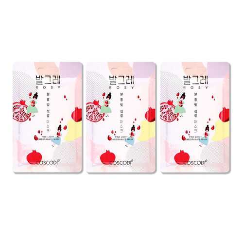 Маска COSCODI ROSY PINK LIGHT POMEGRANATE MASK SHEET 3 шт в Магнит Косметик