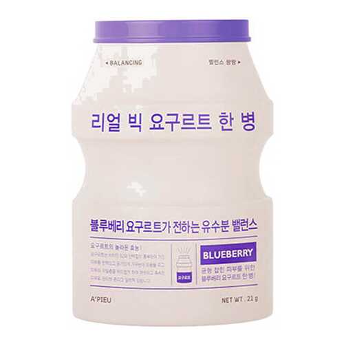 Маска для лица A'Pieu Real Big Yogurt One-Bottle Blueberry 21 г в Магнит Косметик