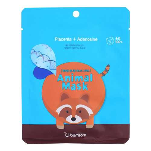 Маска для лица berrisom Animal Mask Placenta+Adenosine - Racoon 25 мл в Магнит Косметик