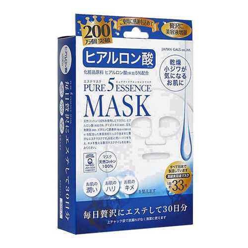 Маска для лица Japan Gals с гиалуроновой кислотой Pure 5 Essential 30шт в Магнит Косметик
