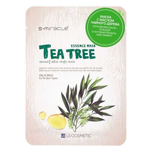 Маска для лица S Miracle Tea Tree Essence Mask противовоспалительная тканевая в Магнит Косметик