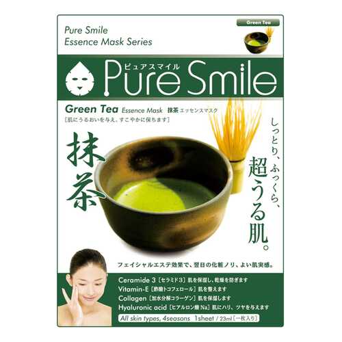 Маска для лица SUNSMILE Pure Smile Essence Mask Green Tea 23 мл в Магнит Косметик