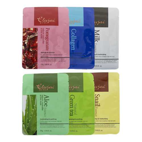 Набор тканевых масок Elujai 6 шт: Aloe, Snail, Green Tea, Collagen, Pomegranate, Milk в Магнит Косметик