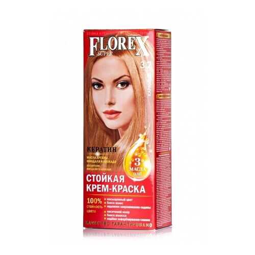 Florex-Super NEW КЕРАТИН Краска для волос 3.2 карамель в Магнит Косметик