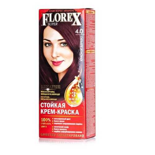 Florex-Super NEW КЕРАТИН Краска для волос 4.0 красное дерево в Магнит Косметик