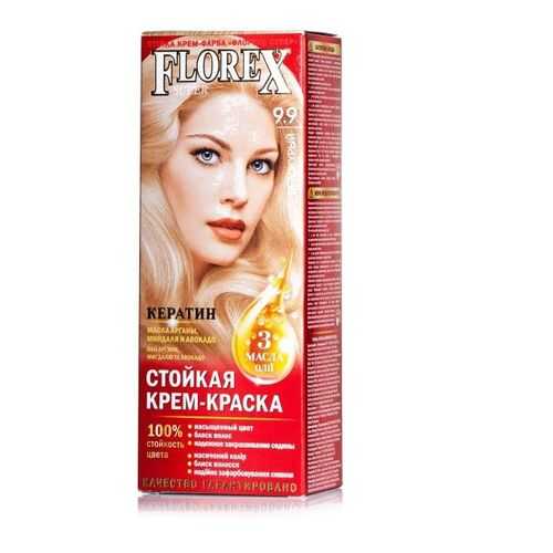 Florex-Super NEW КЕРАТИН Краска для волос 9.9 белокурый в Магнит Косметик