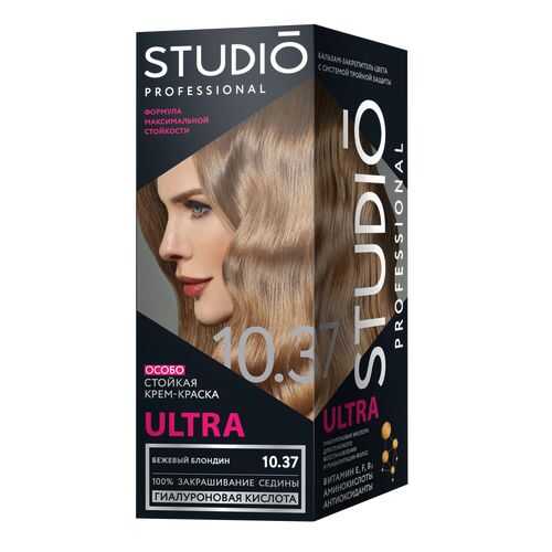 Комплект ULTRA для окрашивания волос STUDIO PROFESSIONAL 10.37 бежевый блондин 2*50+15 мл в Магнит Косметик