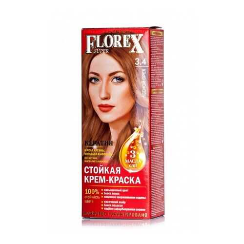 Краска для волос Florex-Super NEW КЕРАТИН 3.4 лесной орех в Магнит Косметик