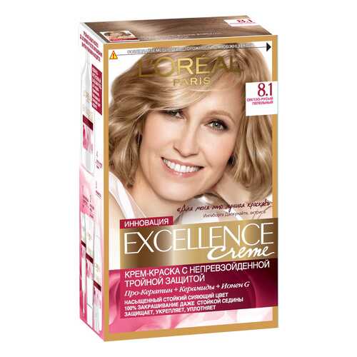Краска для волос L`Oreal Paris Excellence Creme 8.1 Светло-русый пепельный в Магнит Косметик