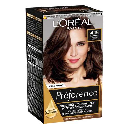 Краска для волос L'Oreal Paris Preference оттенок 4,15 Каракас темно-каштановый в Магнит Косметик