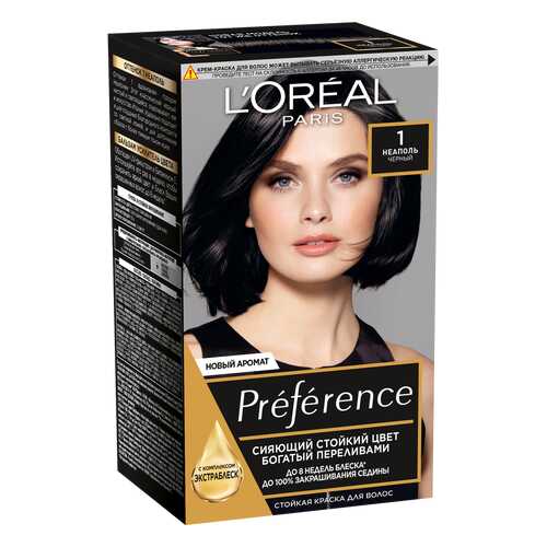 Краска для волос L'Oreal Paris Preference тон 1,0 неаполь черный 40мл в Магнит Косметик
