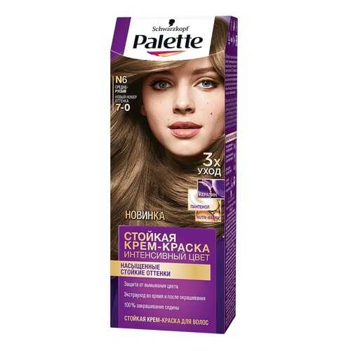 Краска для волос Palette Стойкая крем-краска N6 Средне-русый в Магнит Косметик