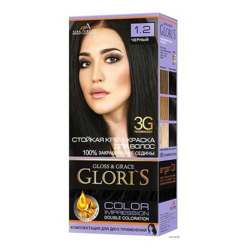 Стойкая крем-краска для волос Glori`s 1.2 черный в Магнит Косметик